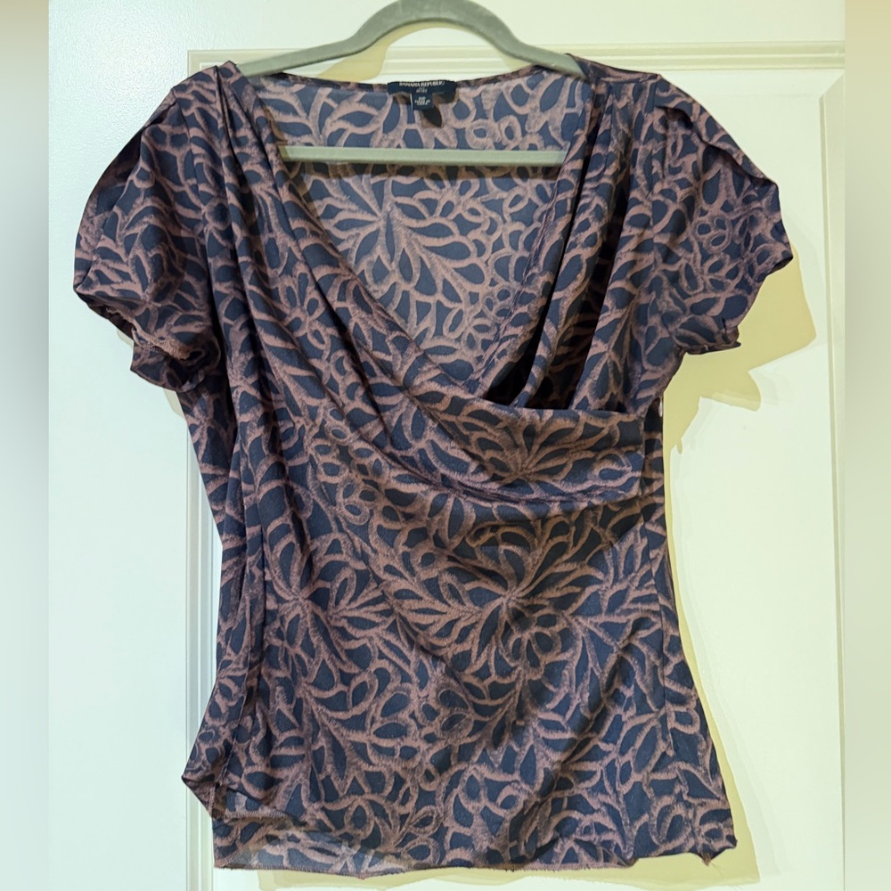 Banana Republic Purple and Black Floral Blouse